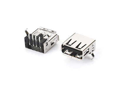 USB2.0A母90°彎腳卷邊無后蓋